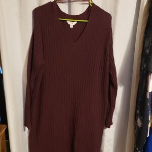 Terra & Sky Deep Burgundy Long Sleeve Dress